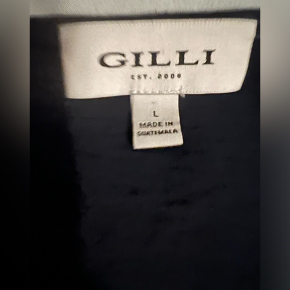 GILLI NAVY DRESS SIZE L. BUST 19” WAIST 14” LENGTH 34”. - Picture 5 of 13